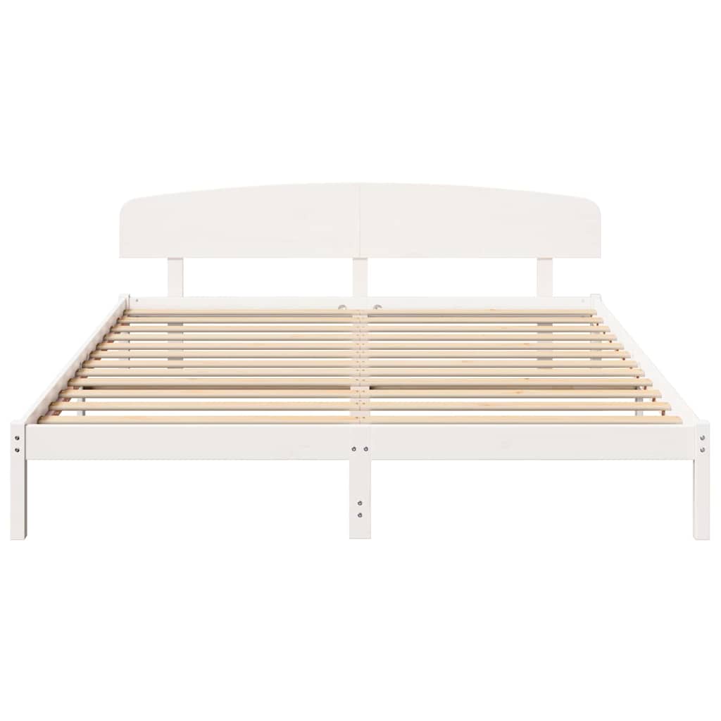 Sengestel med hovedgærde Hvid 180 x 200 cm Massiv fyrretræ