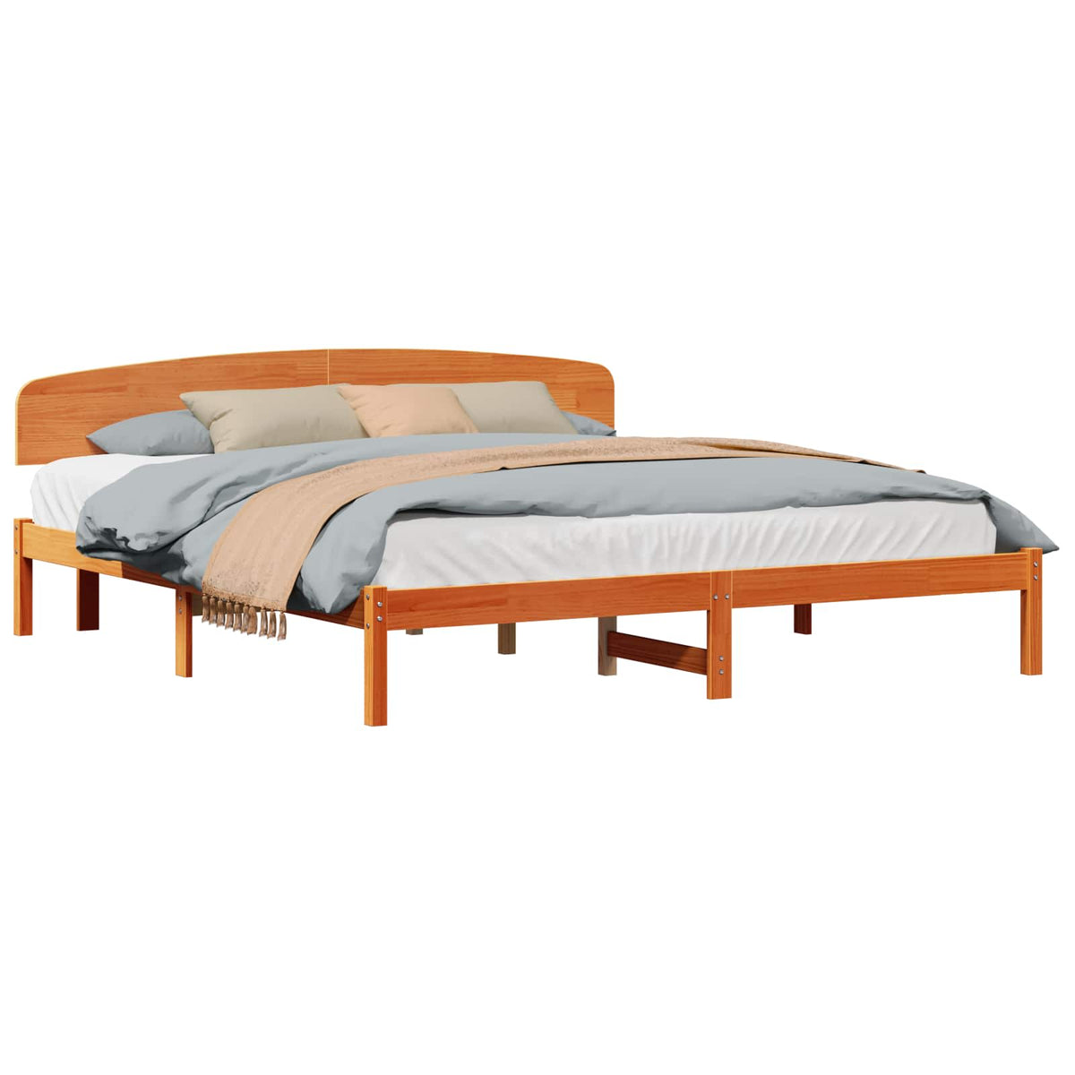 Sengestel med hovedgærde Voks brun 180 x 200 cm Massiv fyrretræ