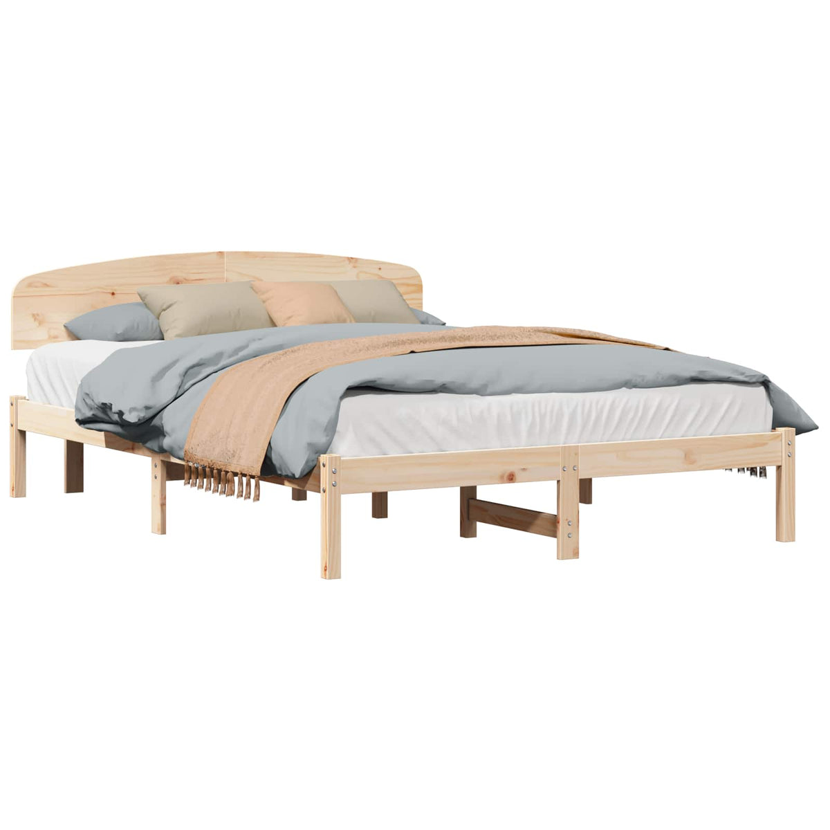 Sengestel Naturfarvet 160 x 200 cm Massiv fyrretræ