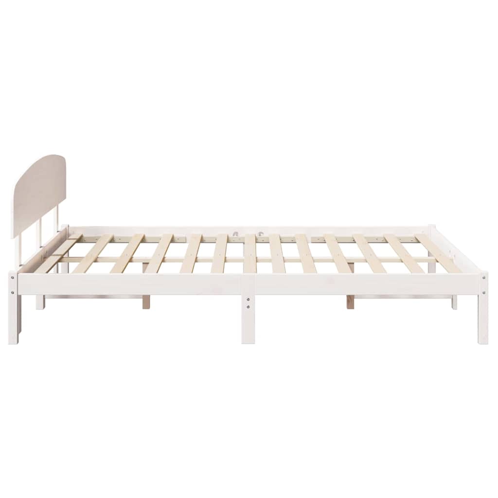 Sengestel med hovedgærde Hvid 160 x 200 cm Massiv fyrretræ