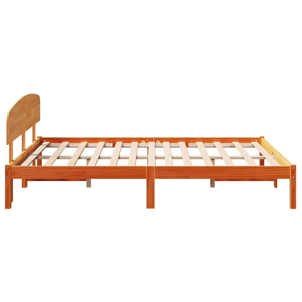 Sengestel med hovedgærde Voks brun 160 x 200 cm Massiv fyrretræ