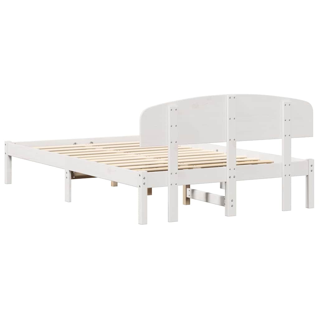 Sengestel med hovedgærde Hvid 120 x 200 cm Massiv fyrretræ