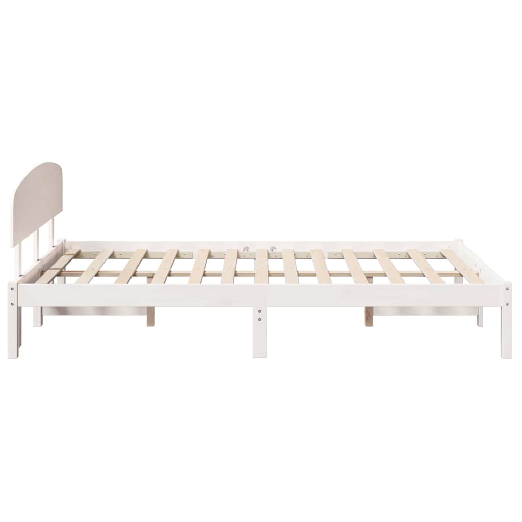 Sengestel med hovedgærde Hvid 120 x 200 cm Massiv fyrretræ