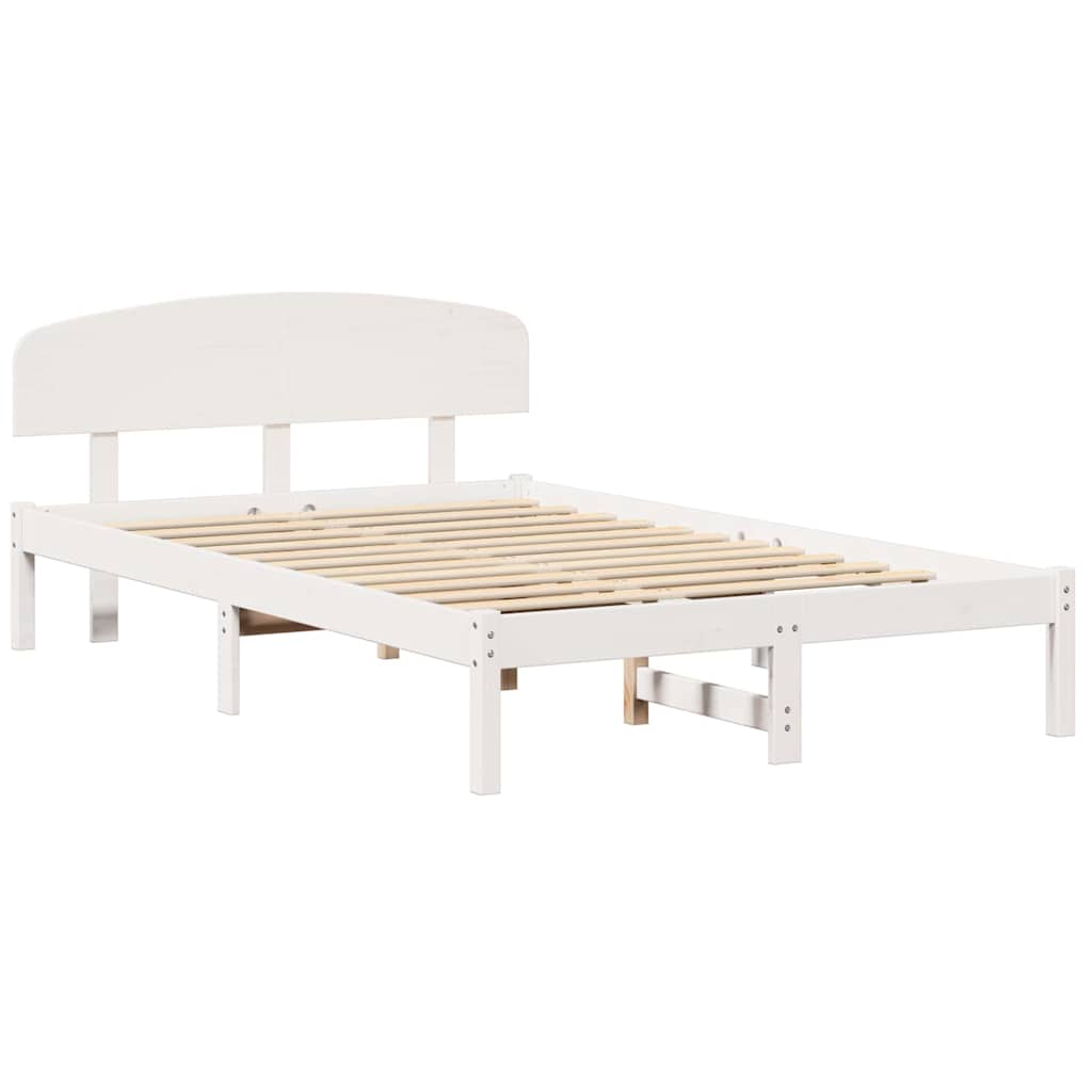 Sengestel med hovedgærde Hvid 120 x 190 cm Massiv fyrretræ