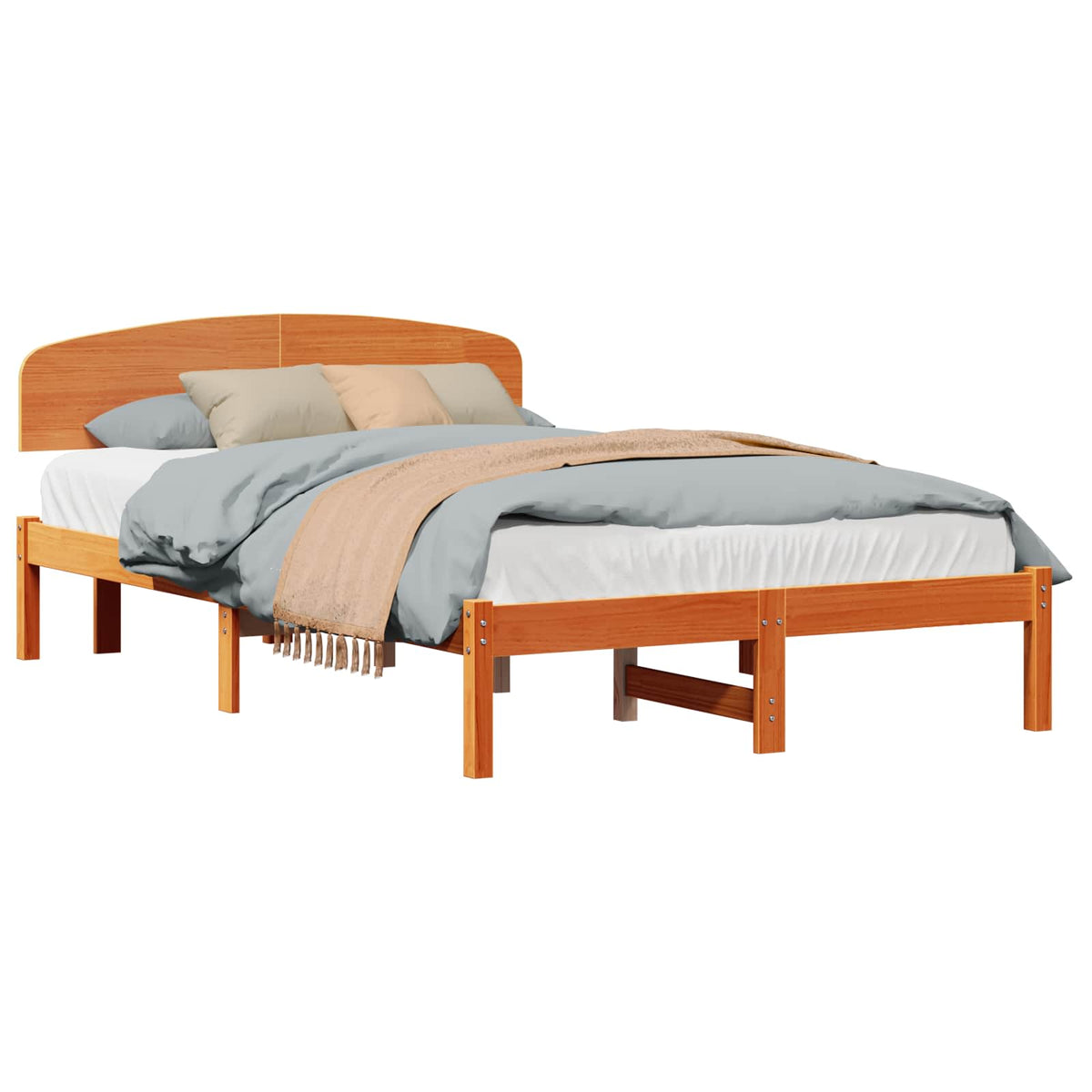 Sengestel med hovedgærde Voks brun 120 x 190 cm Massiv fyrretræ