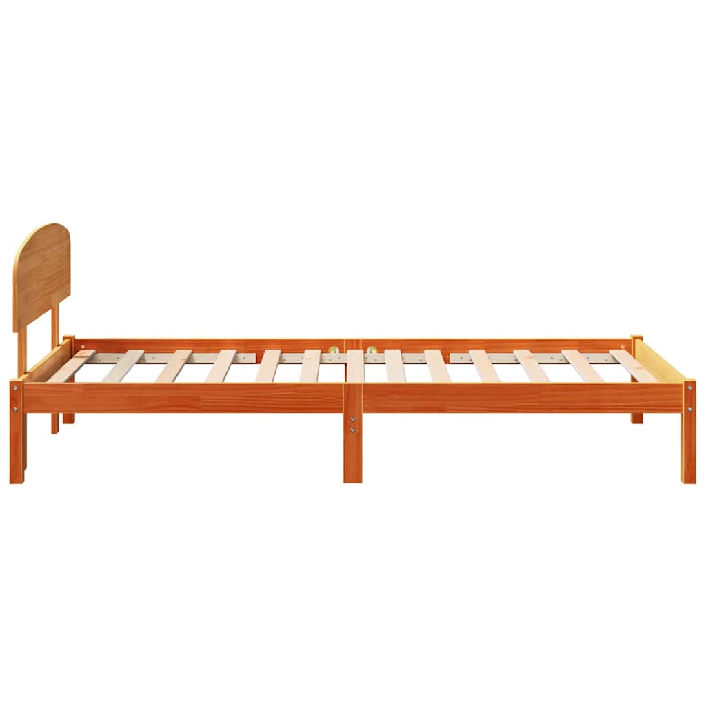 Sengestel med hovedgærde Voks brun 100 x 200 cm Massiv fyrretræ