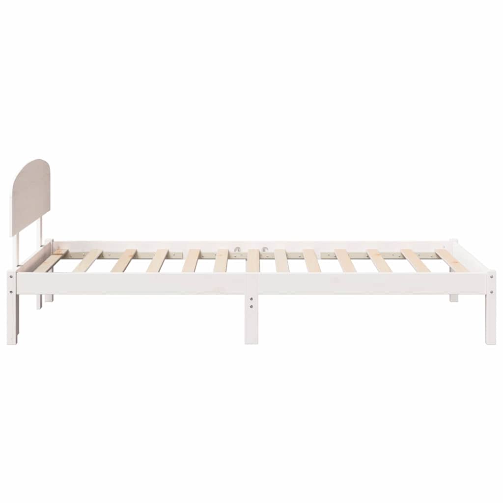 Sengestel med hovedgærde Hvid 90 x 190 cm Massiv fyrretræ