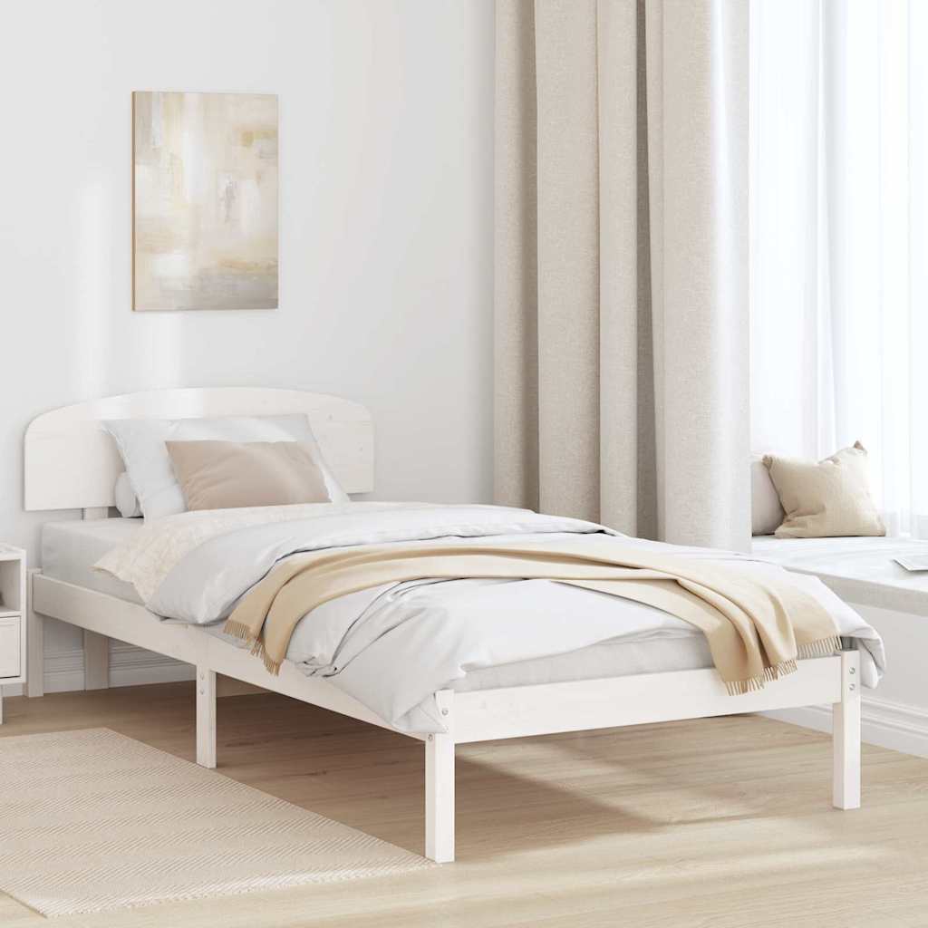 Sengestel med hovedgærde Hvid 75 x 190 cm Massiv fyrretræ