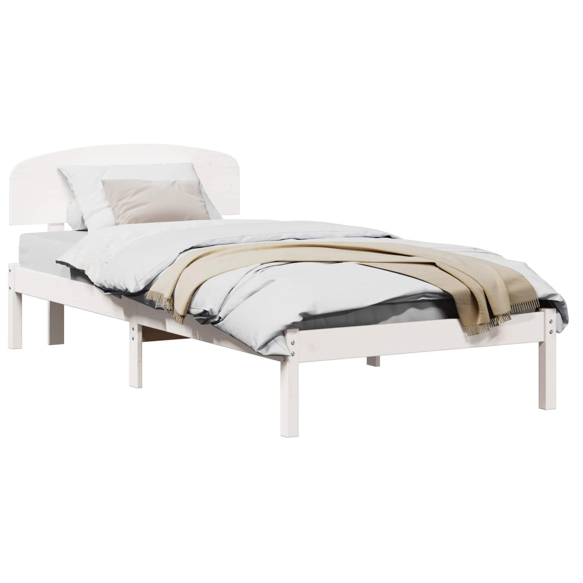 Sengestel med hovedgærde Hvid 75 x 190 cm Massiv fyrretræ