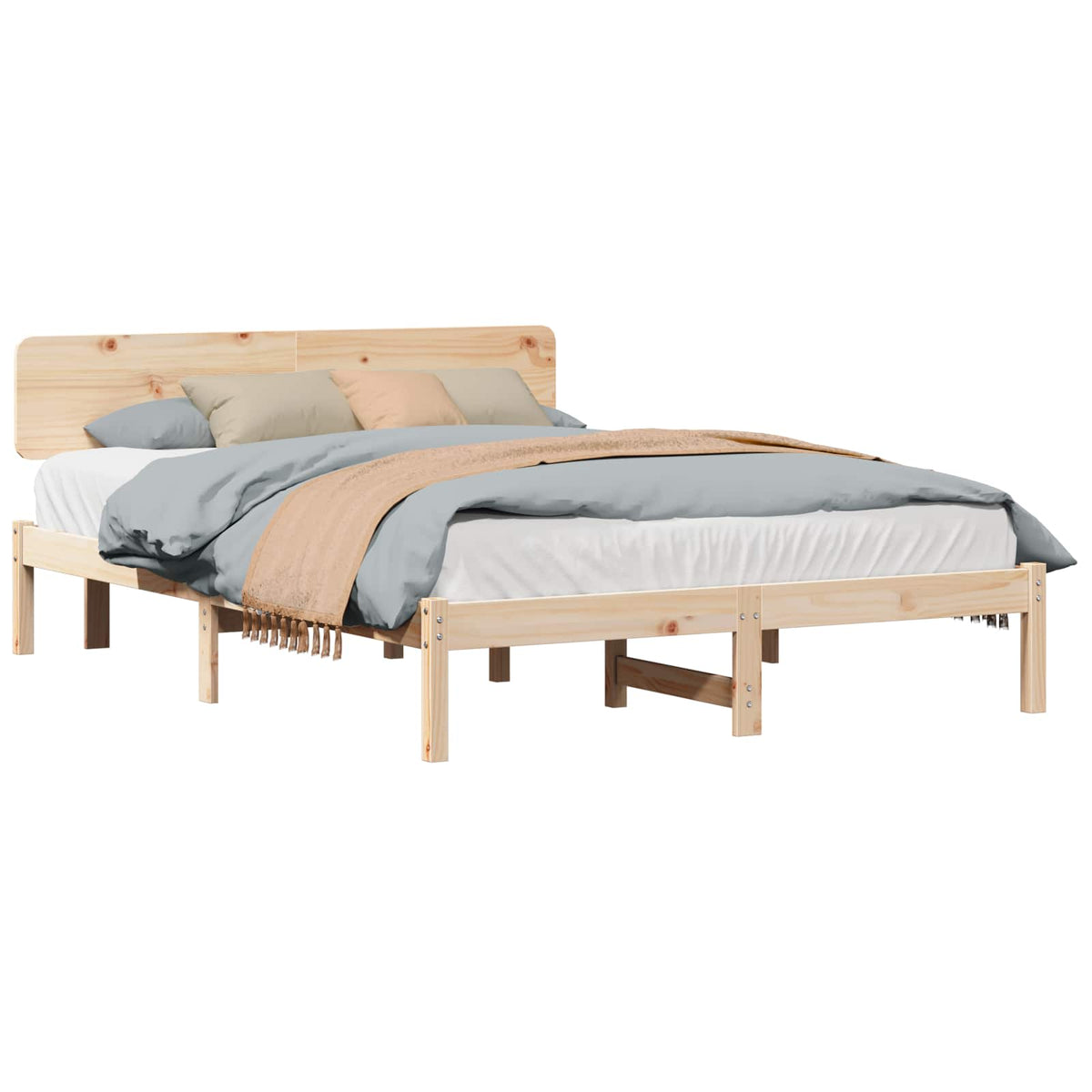 Sengestel Naturfarvet 200 x 200 cm Massiv fyrretræ