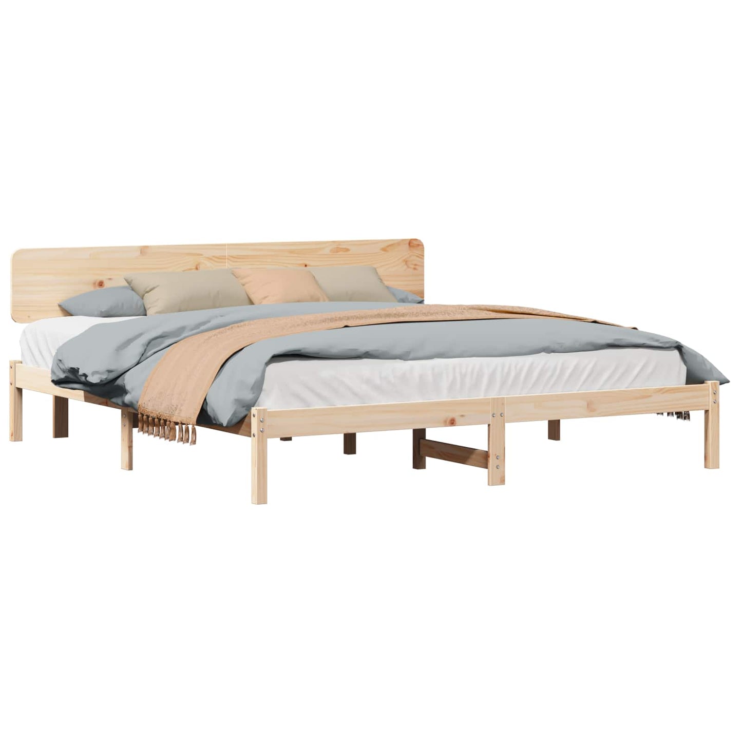 Sengestel Naturfarvet 180 x 200 cm Massiv fyrretræ
