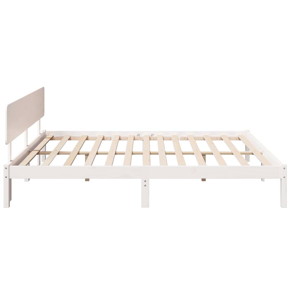 Sengestel med hovedgærde Hvid 180 x 200 cm Massiv fyrretræ
