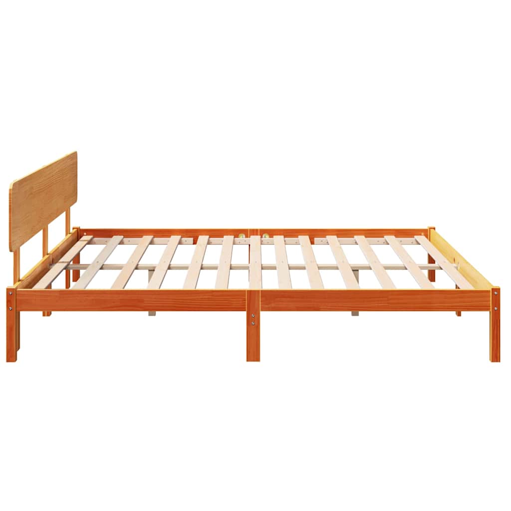 Sengestel med hovedgærde Voks brun 180 x 200 cm Massiv fyrretræ