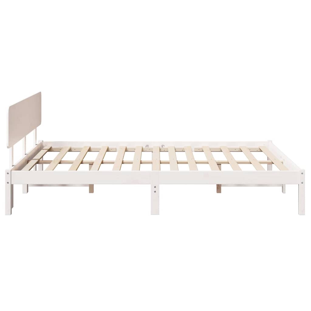 Sengestel med hovedgærde Hvid 160 x 200 cm Massiv fyrretræ