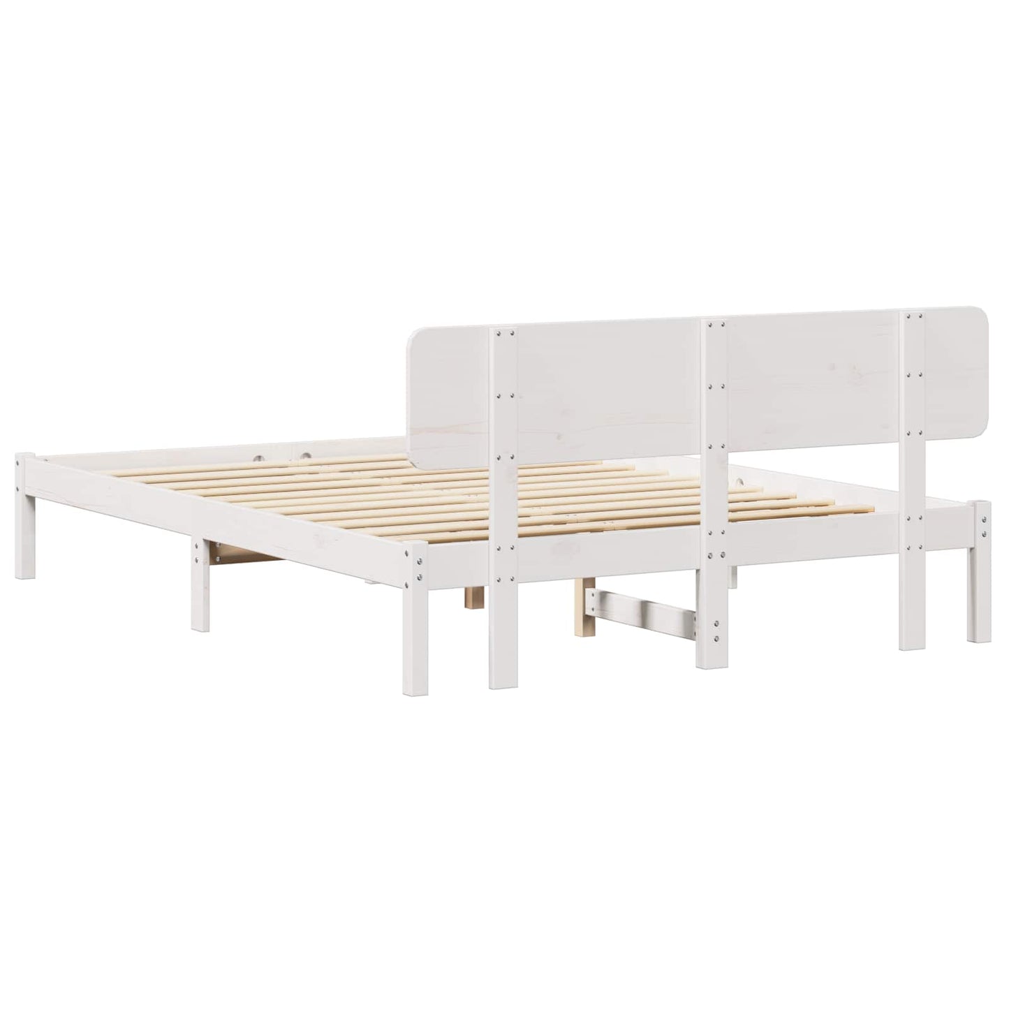 Sengestel med hovedgærde Hvid 150 x 200 cm Massiv fyrretræ