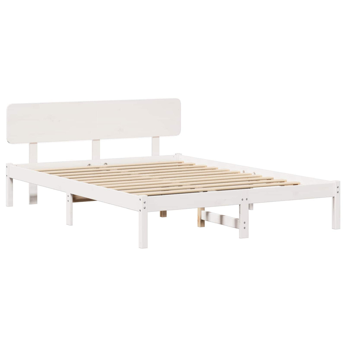Sengestel med hovedgærde Hvid 140 x 200 cm Massiv fyrretræ