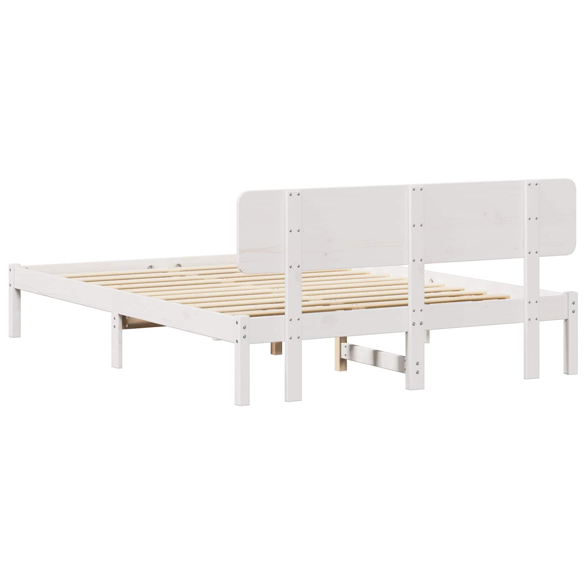 Sengestel med hovedgærde Hvid 140 x 200 cm Massiv fyrretræ