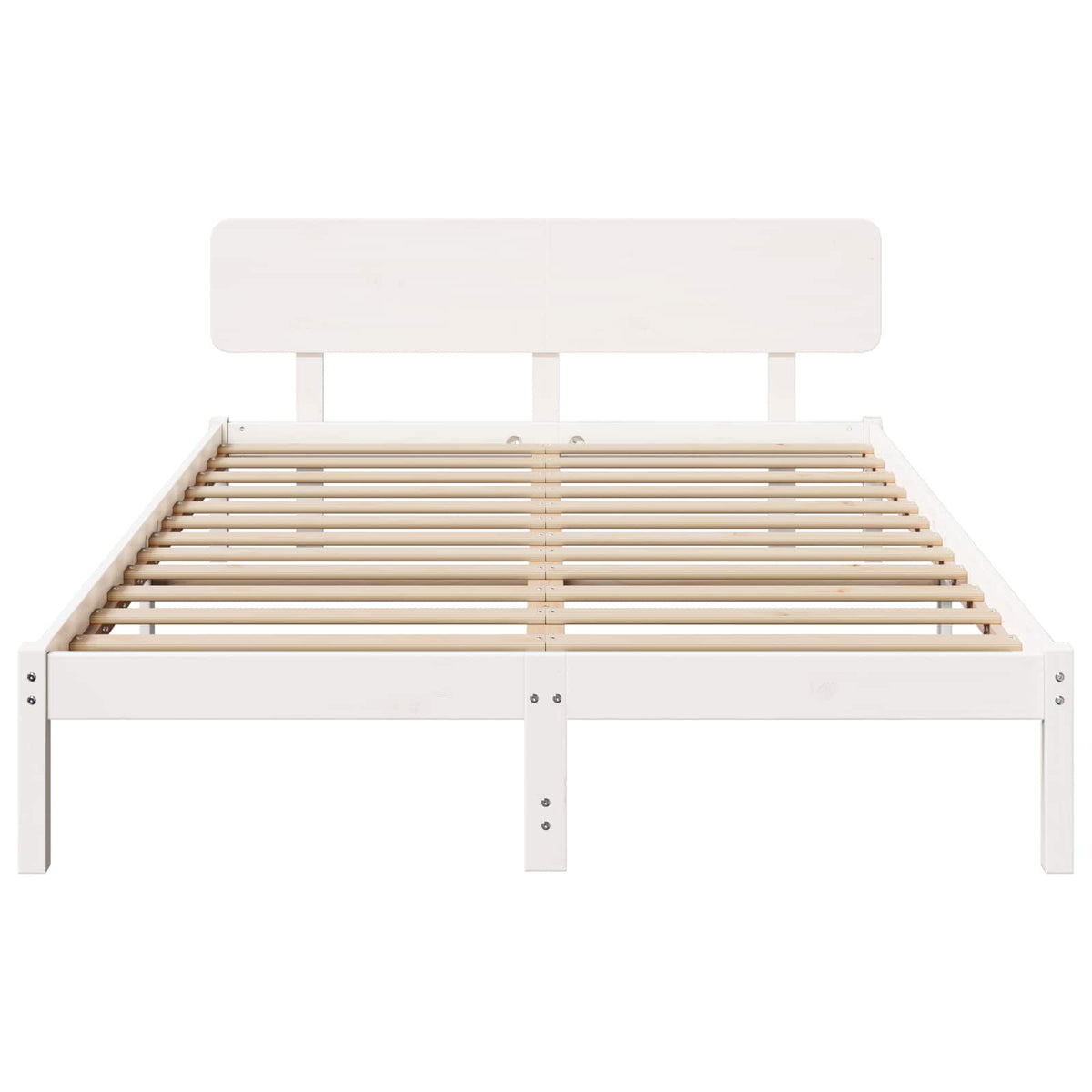 Sengestel med hovedgærde Hvid 140 x 200 cm Massiv fyrretræ