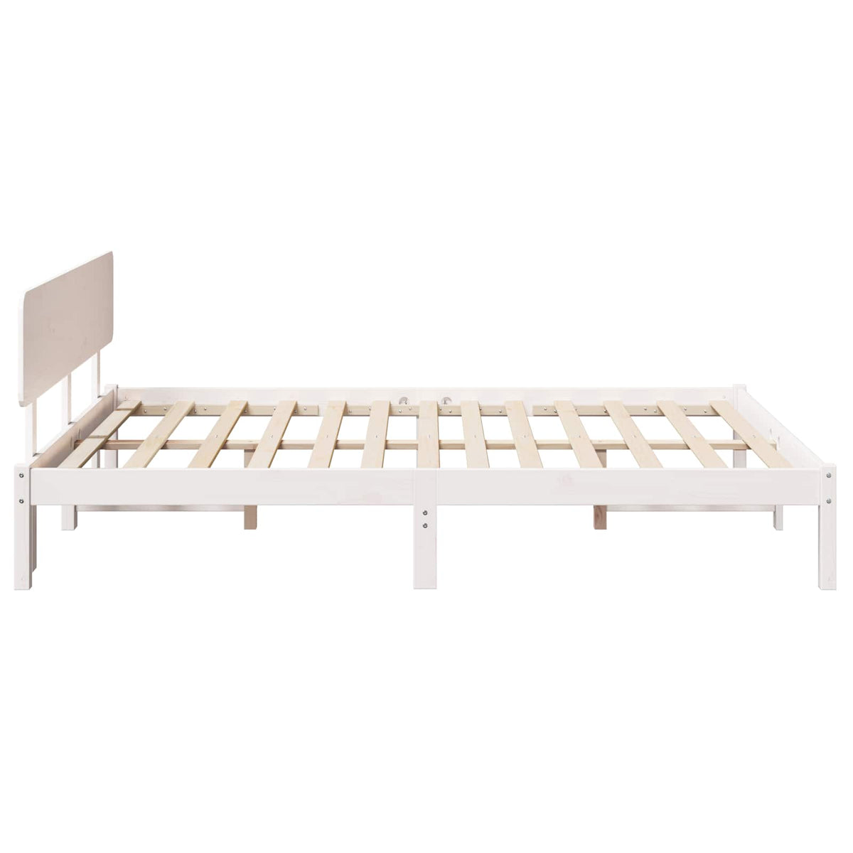 Sengestel med hovedgærde Hvid 140 x 200 cm Massiv fyrretræ