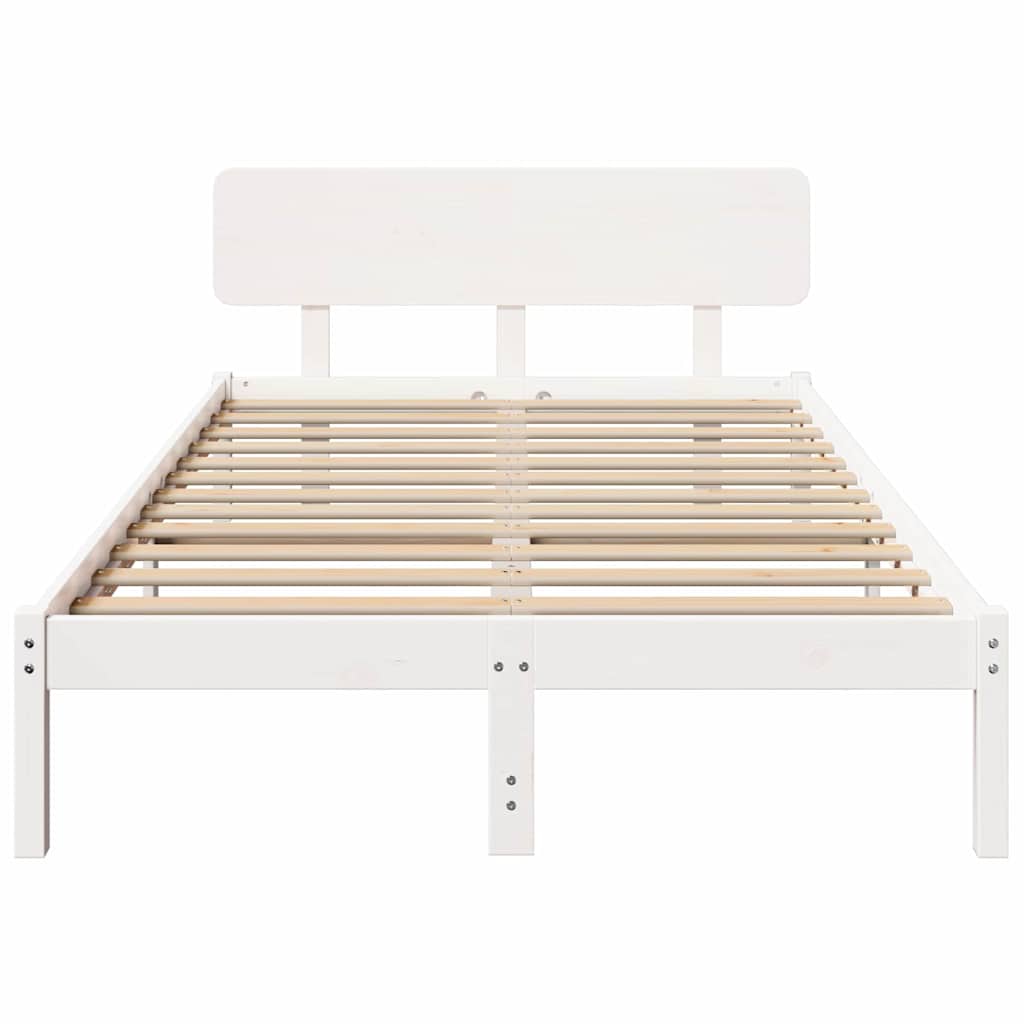 Sengestel med hovedgærde Hvid 120 x 200 cm Massiv fyrretræ