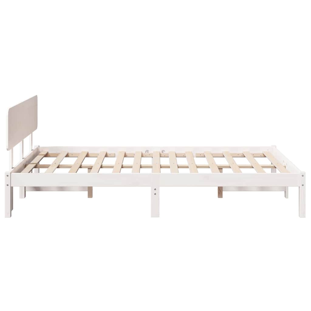 Sengestel med hovedgærde Hvid 140 x 190 cm Massiv fyrretræ