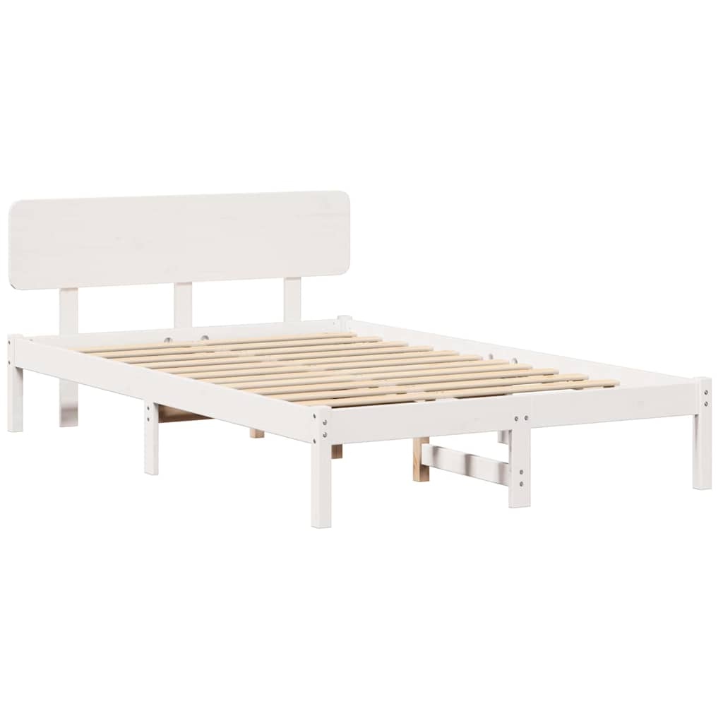 Sengestel med hovedgærde Hvid 120 x 190 cm Massiv fyrretræ