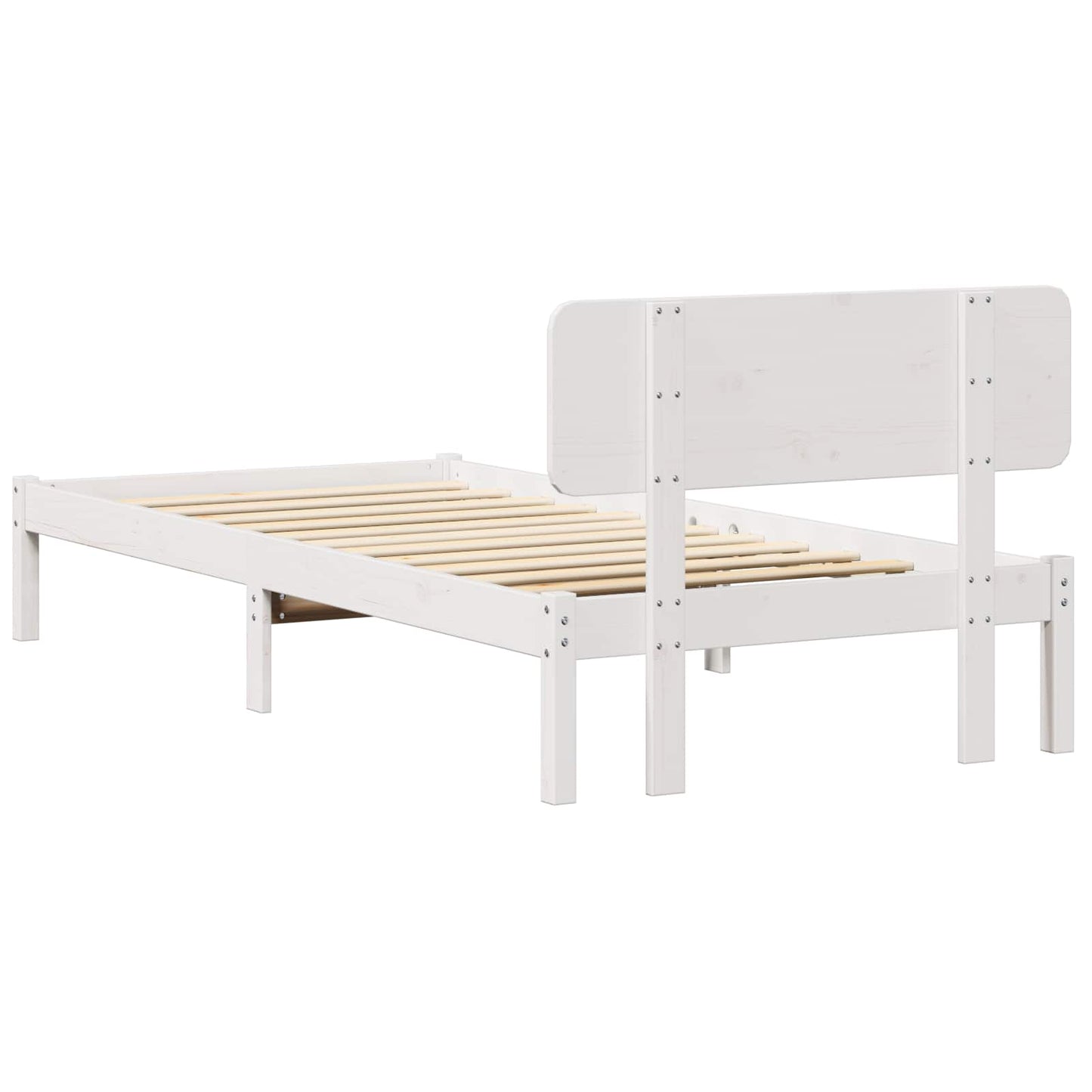 Sengestel med hovedgærde Hvid 90 x 200 cm Massiv fyrretræ