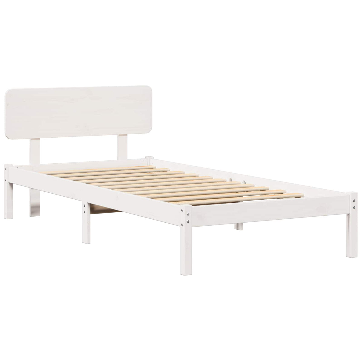 Sengestel med hovedgærde Hvid 75 x 190 cm Massiv fyrretræ