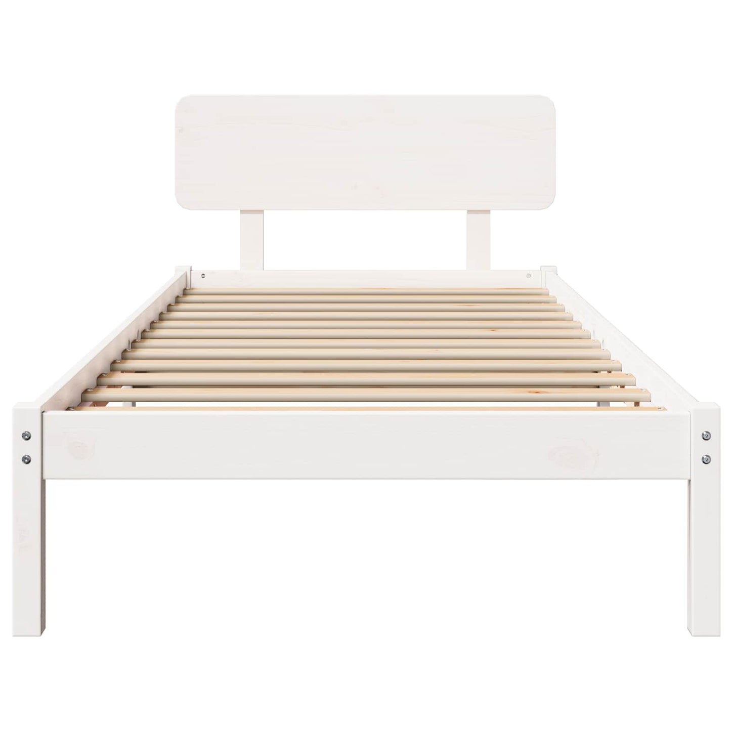 Sengestel med hovedgærde Hvid 75 x 190 cm Massiv fyrretræ
