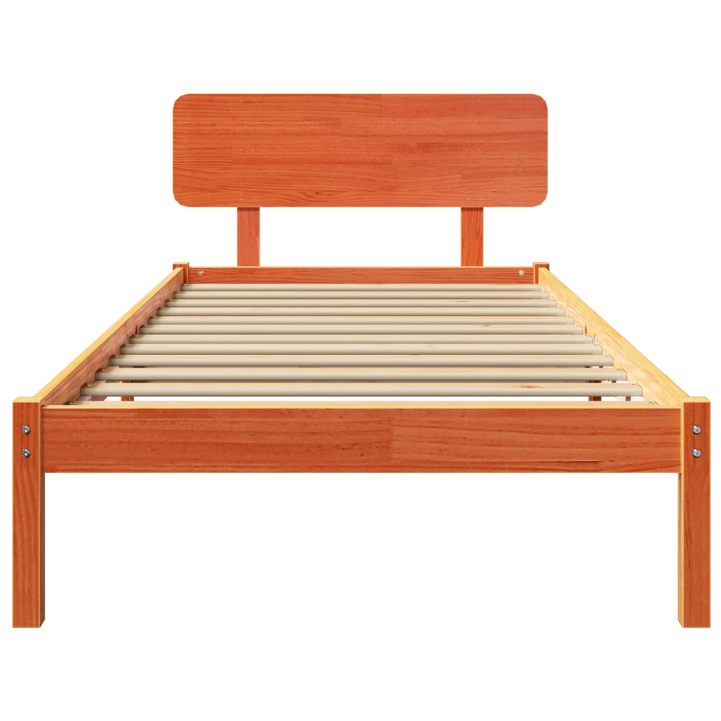Sengestel med hovedgærde Voks brun 75 x 190 cm Massiv fyrretræ