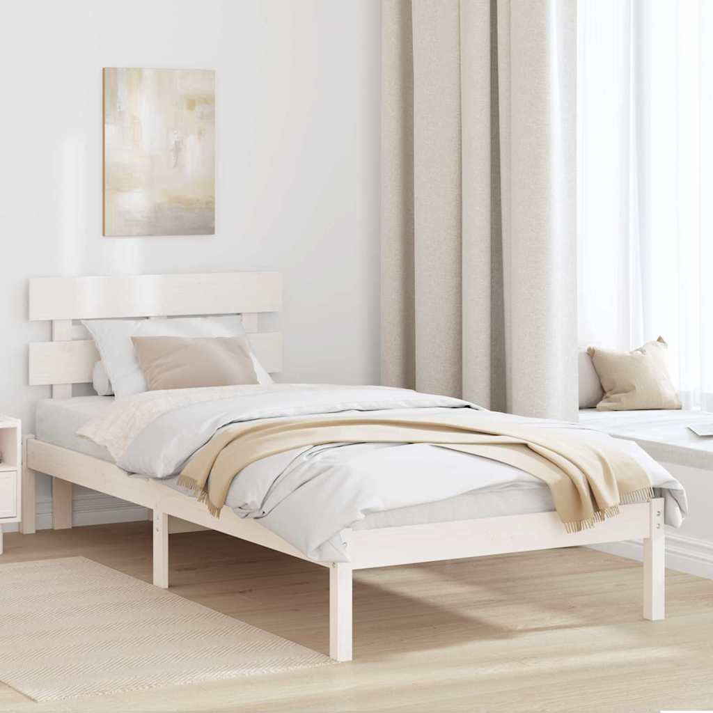 Sengestel med hovedgærde Hvid 80 x 200 cm Massivt fyrretræ