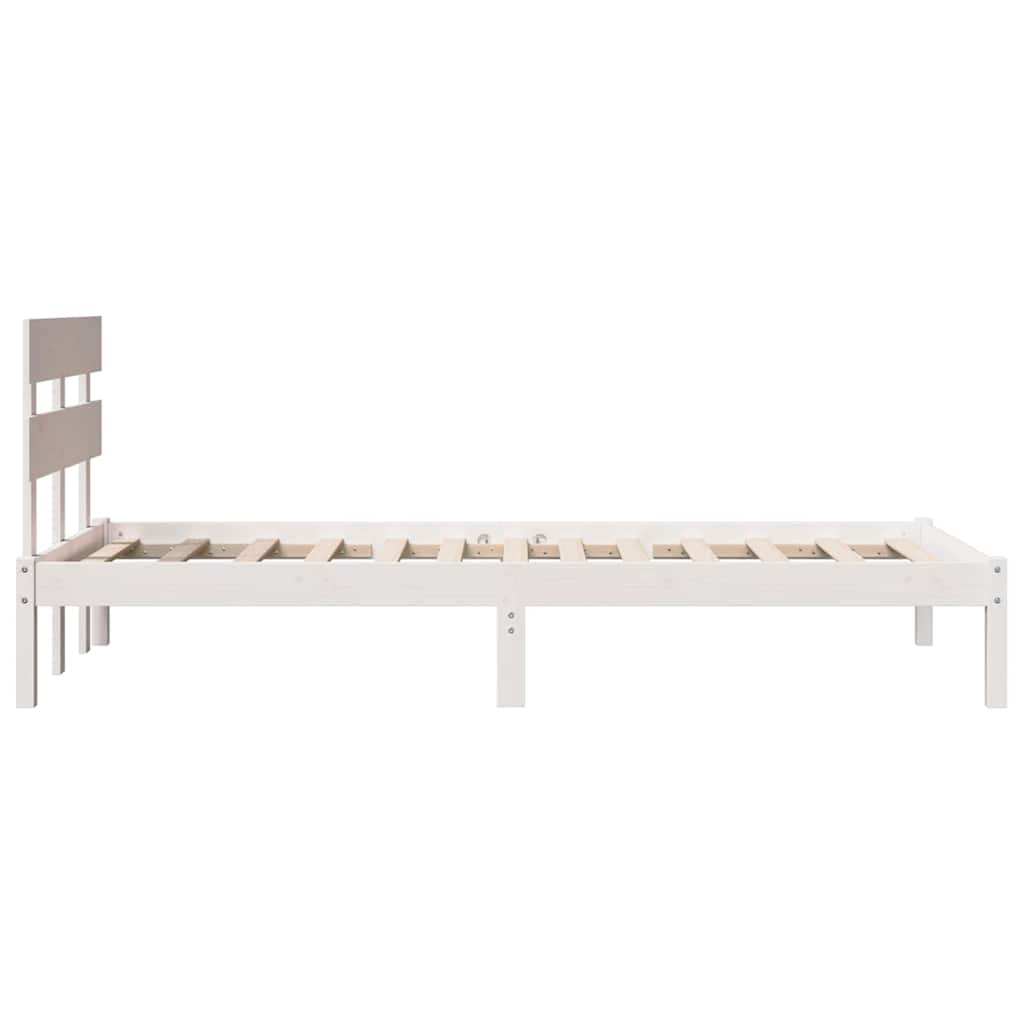 Sengestel med hovedgærde Hvid 80 x 200 cm Massivt fyrretræ