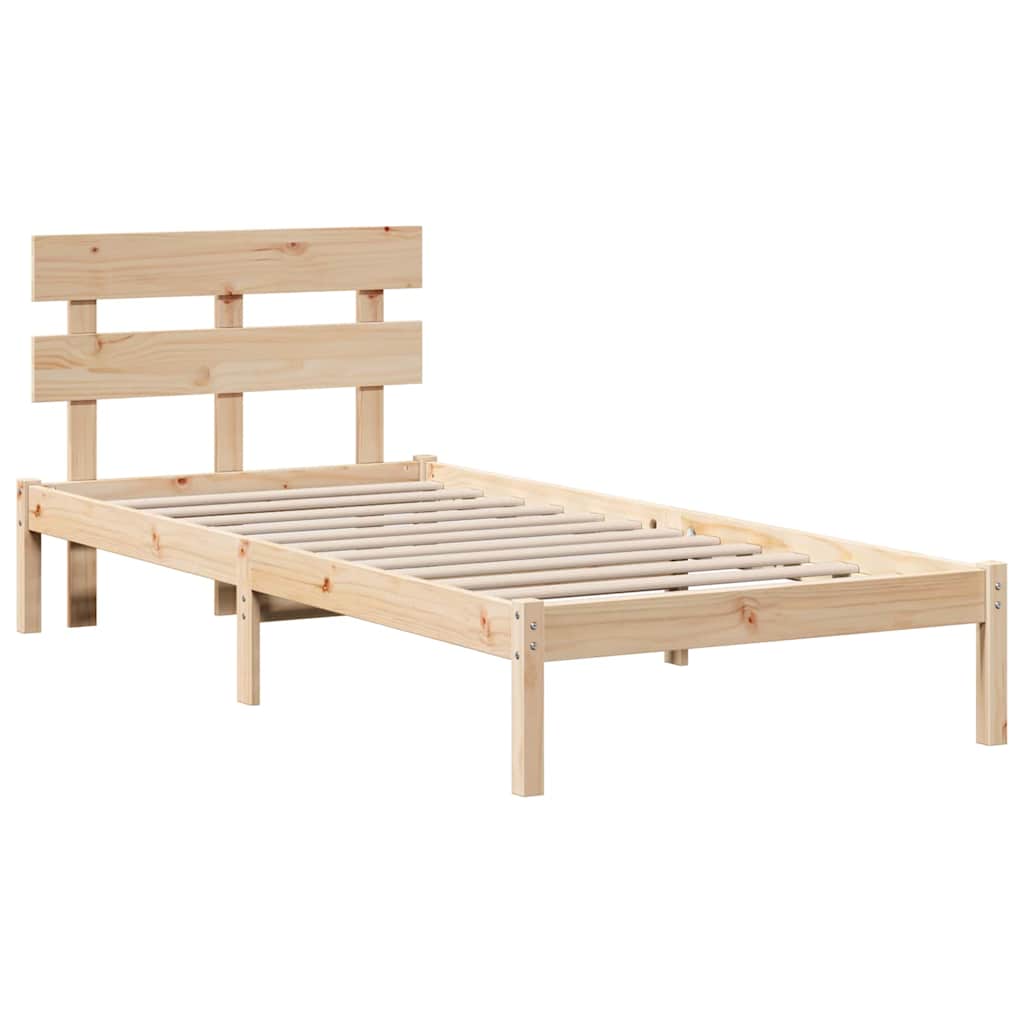 Sengestel med hovedgærde Brun 90 x 200 cm Massivt fyrretræ