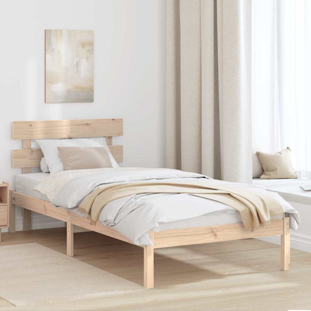 Sengestel med hovedgærde Brun 90 x 190 cm Massivt fyrretræ