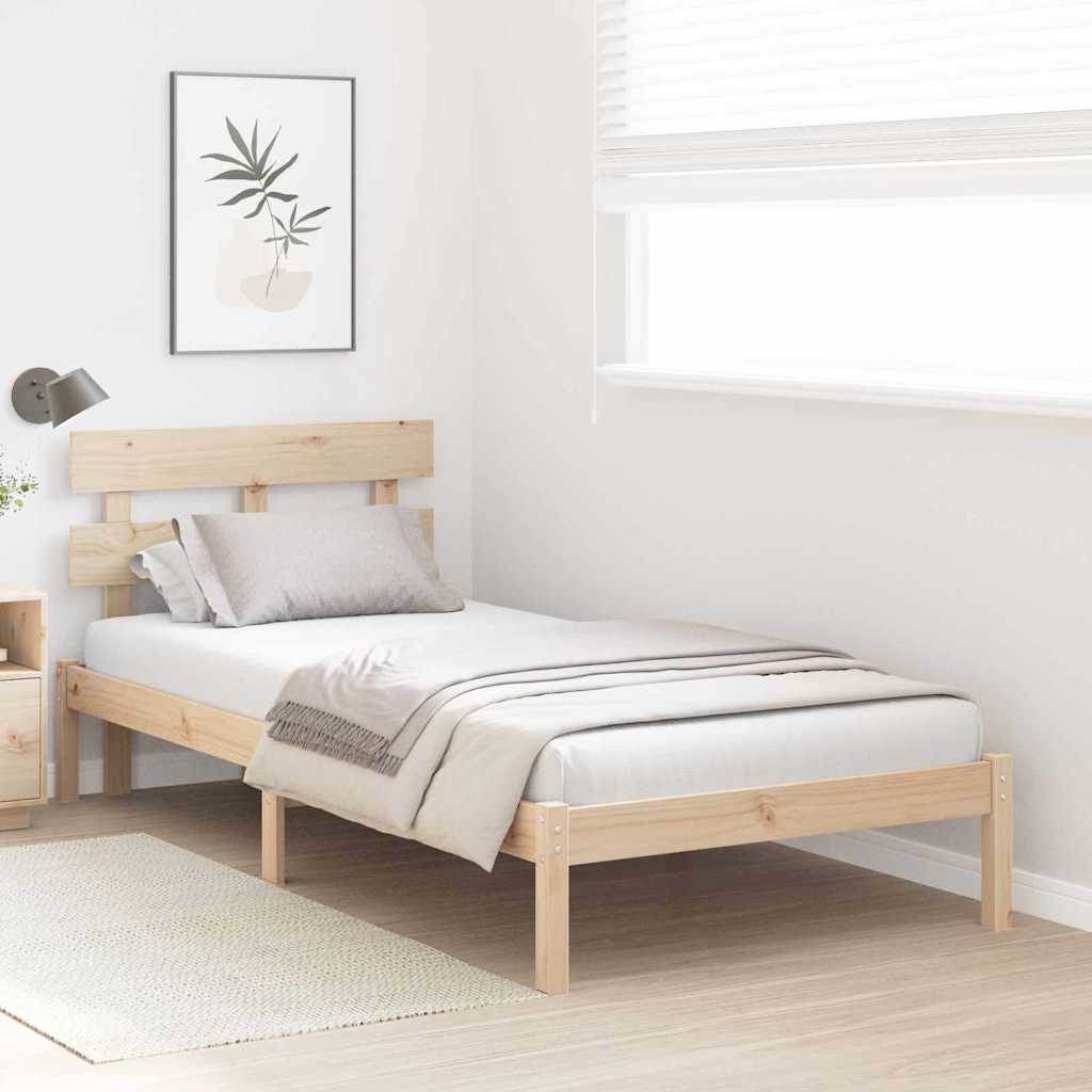 Sengestel med hovedgærde Brun 75 x 190 cm Massivt fyrretræ