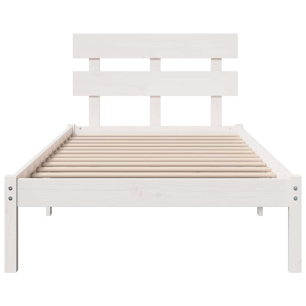 Sengestel med hovedgærde Hvid 75 x 190 cm Massivt fyrretræ