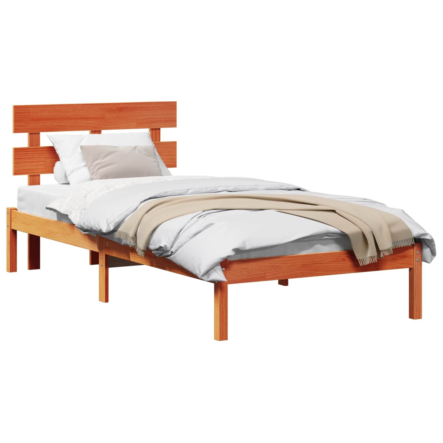 Sengestel med hovedgærde Brun 75 x 190 cm Massivt fyrretræ