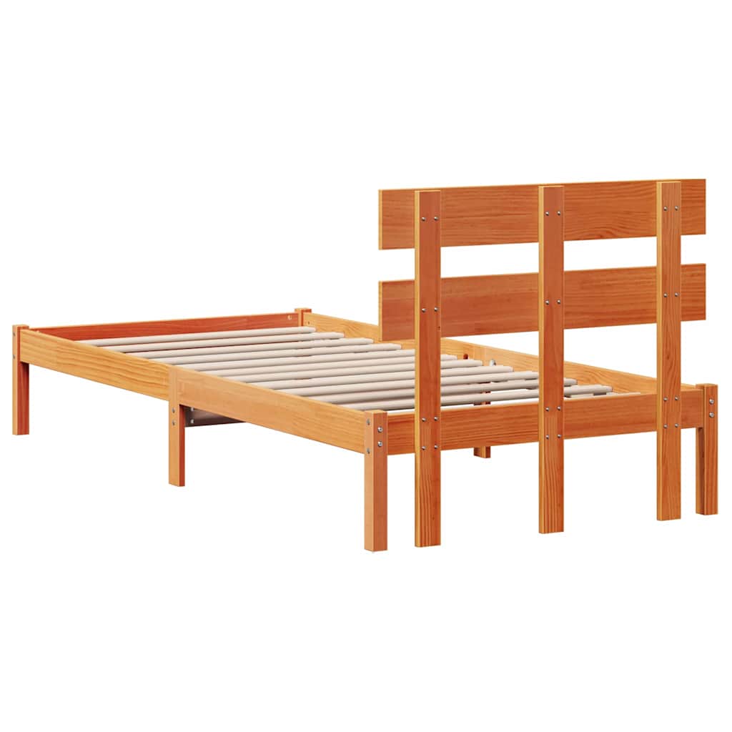 Sengestel med hovedgærde Brun 75 x 190 cm Massivt fyrretræ