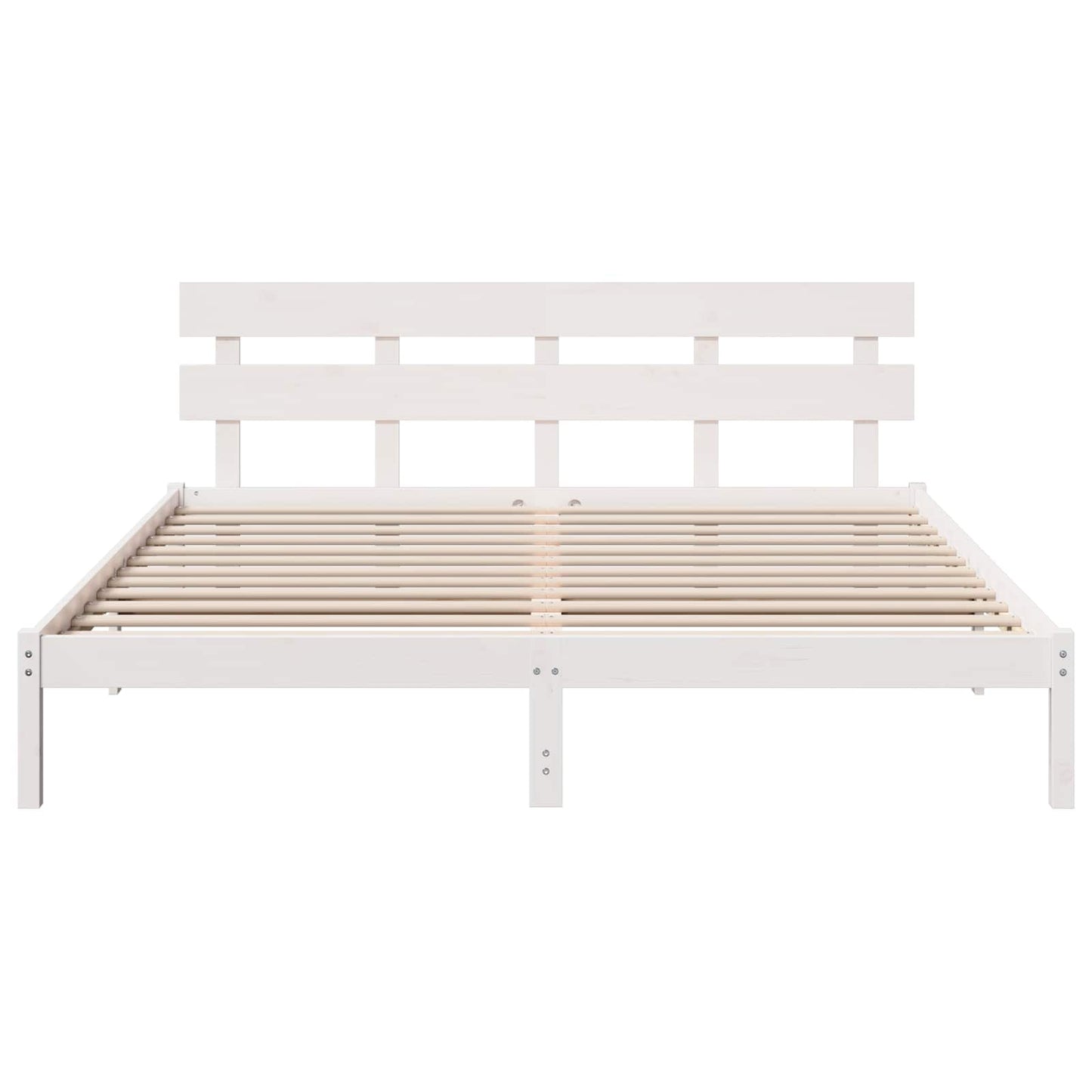 Sengestel med hovedgærde Hvid 200 x 200 cm Massivt fyrretræ