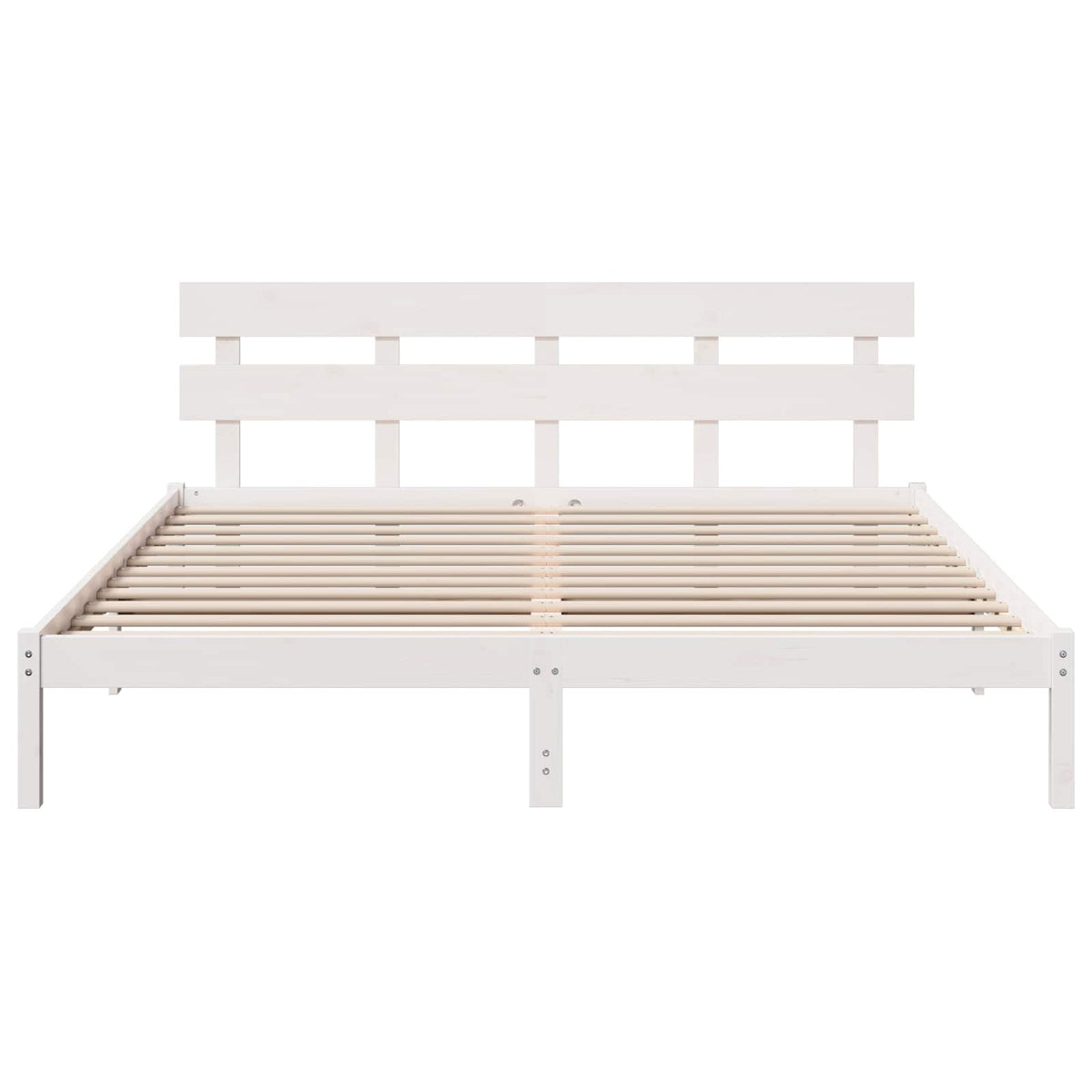 Sengestel med hovedgærde Hvid 200 x 200 cm Massivt fyrretræ