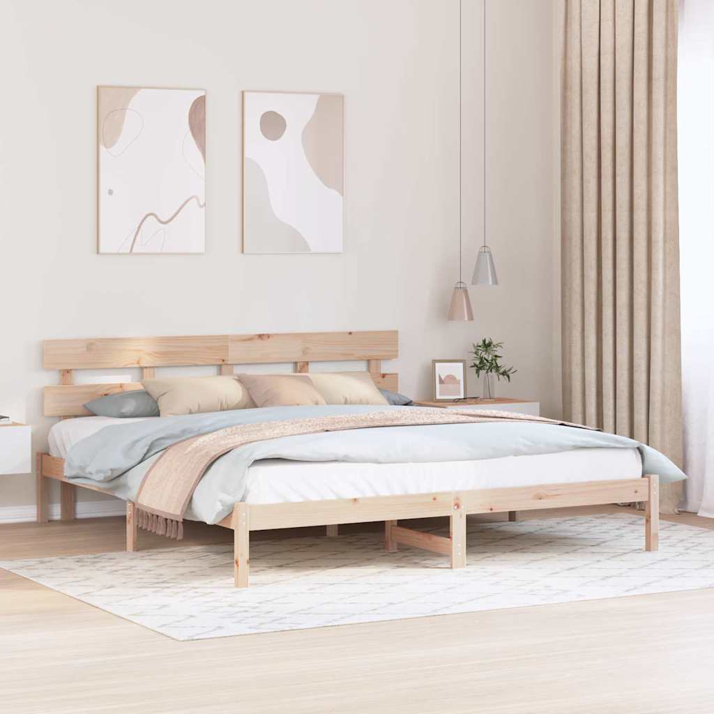 Sengestel med hovedgærde Brun 180 x 200 cm Massivt fyrretræ
