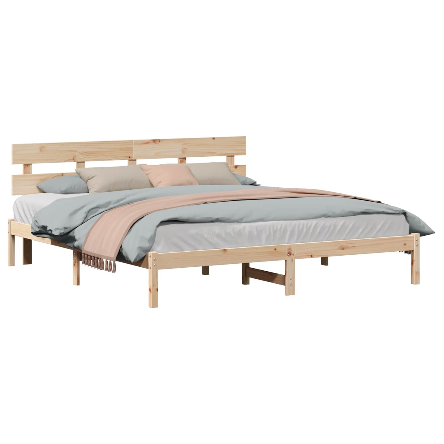 Sengestel med hovedgærde Brun 180 x 200 cm Massivt fyrretræ