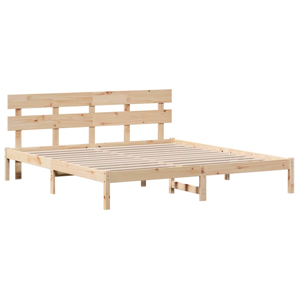 Sengestel med hovedgærde Brun 180 x 200 cm Massivt fyrretræ