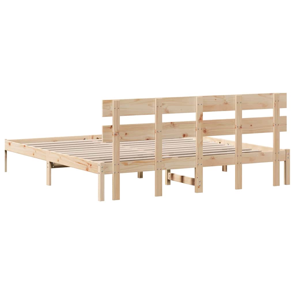 Sengestel med hovedgærde Brun 180 x 200 cm Massivt fyrretræ