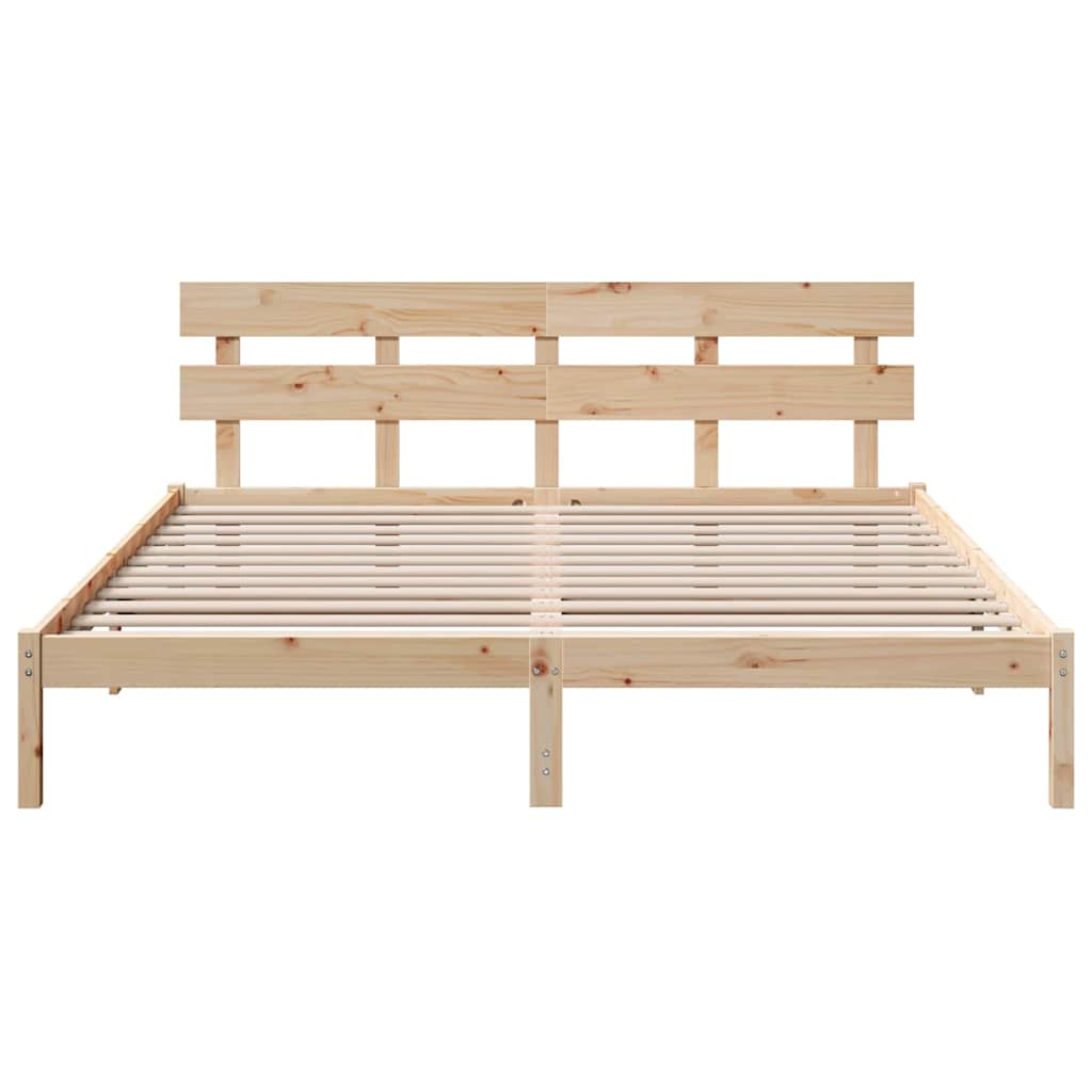 Sengestel med hovedgærde Brun 180 x 200 cm Massivt fyrretræ