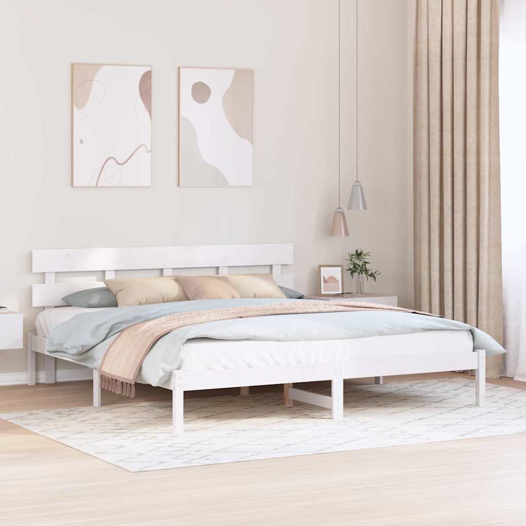 Sengestel med hovedgærde Hvid 180 x 200 cm Massivt fyrretræ