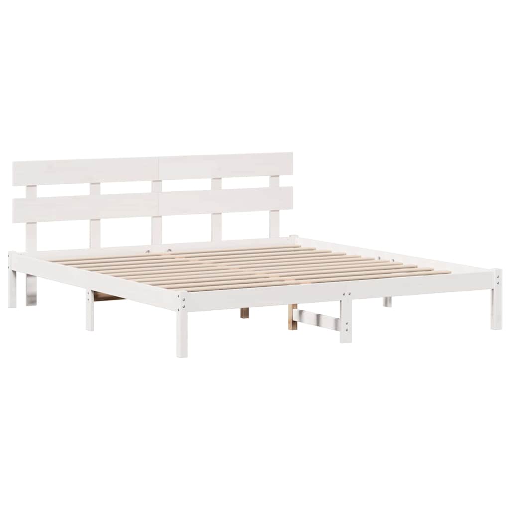 Sengestel med hovedgærde Hvid 180 x 200 cm Massivt fyrretræ