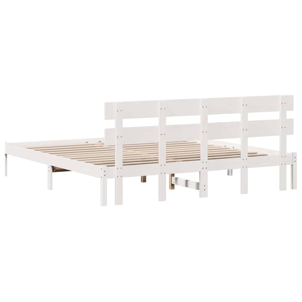 Sengestel med hovedgærde Hvid 180 x 200 cm Massivt fyrretræ