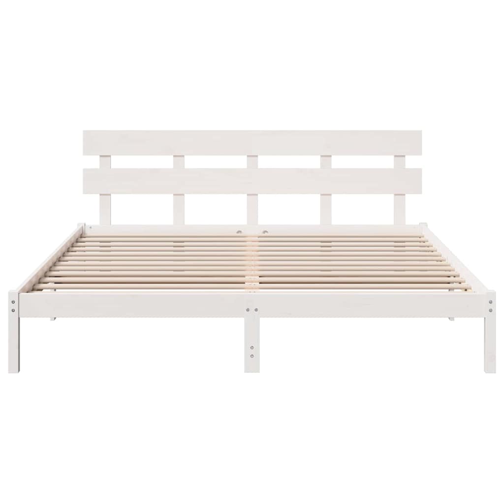 Sengestel med hovedgærde Hvid 180 x 200 cm Massivt fyrretræ