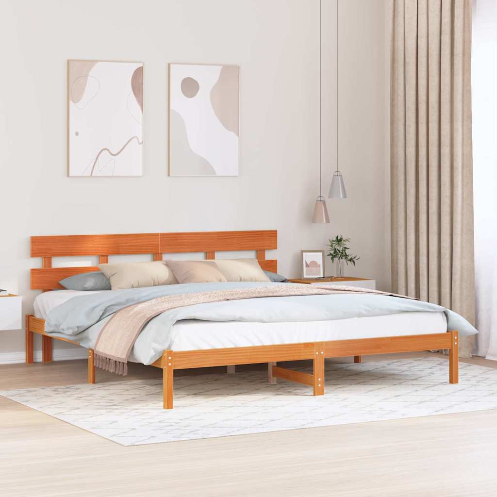 Sengestel med hovedgærde Brun 180 x 200 cm Massivt fyrretræ